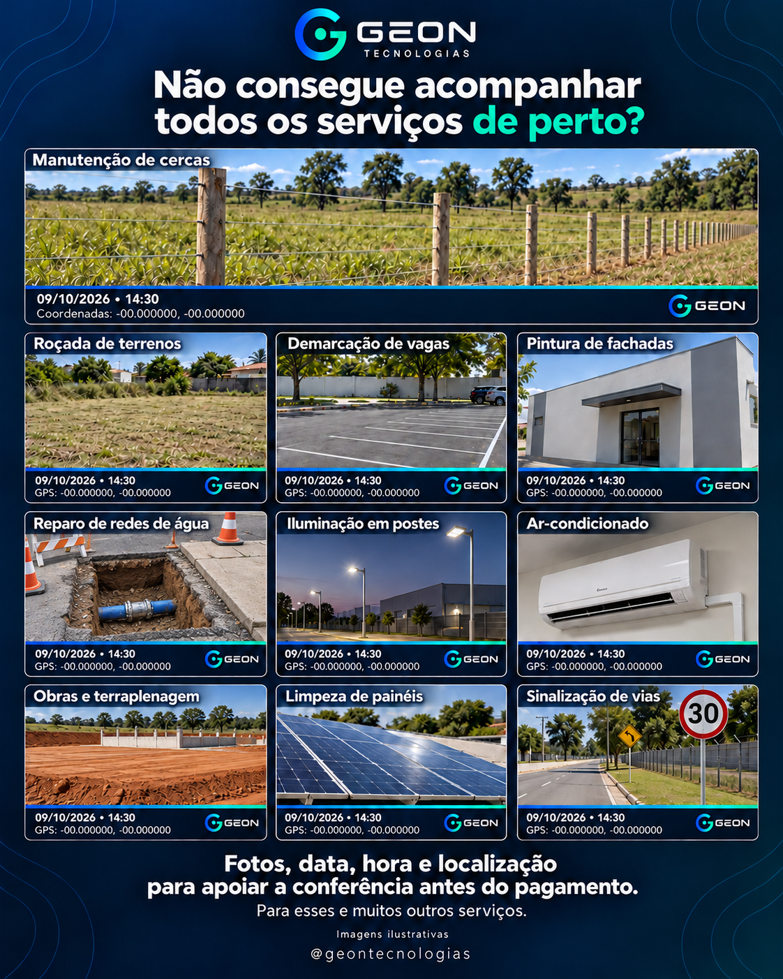 Exemplos ilustrativos de serviços com carimbos de data, hora e localização